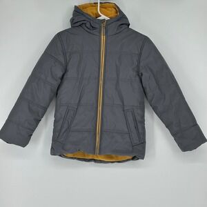 Whales Tail Outerwear Boys Puffer Jacket Hooded Gray Yellow Size 8